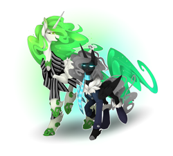 Size: 2500x2263 | Tagged: safe, artist:taiga-blackfield, imported from derpibooru, oc, oc only, oc:eos, oc:malice, alicorn, pony, alicorn oc, duo, horn, simple background, transparent background, wings