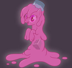 Size: 1968x1880 | Tagged: safe, artist:badumsquish, derpibooru exclusive, imported from derpibooru, oc, oc only, ghost, goo, goo pony, monster pony, original species, pony, undead, :d, female, ghostbusters, ghostbusters 2, gray background, happy, hat, looking at you, mare, mood slime, open mouth, open smile, ponified, psychomagnotheric slime, raised hooves, reference to another series, simple background, smiling, solo, toaster