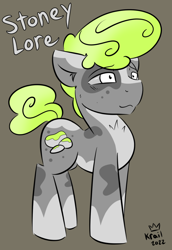 Size: 990x1440 | Tagged: safe, artist:kingkrail, imported from derpibooru, oc, oc only, oc:stoney lore, earth pony, pony, colt, foal, male, pompadour, solo