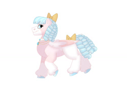 Size: 1280x854 | Tagged: safe, artist:itstechtock, imported from derpibooru, oc, oc:guiding light, pegasus, pony, bow, female, hair bow, mare, simple background, solo, tail, tail bow, white background
