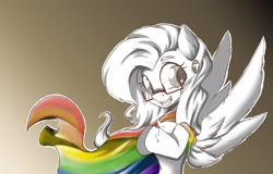 Size: 1285x821 | Tagged: safe, artist:alazak, imported from derpibooru, oc, oc only, oc:autumn breeze, pegasus, glasses, pride flag, solo