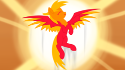 Size: 3840x2160 | Tagged: safe, artist:stellardust, imported from derpibooru, philomena, pegasus, pony, 4k, ash, backlighting, eyes closed, female, high res, mare, newbie artist training grounds, ponified, ponified pony pets, smiling, solo, species swap, spread wings, wings