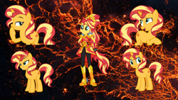 Size: 1280x720 | Tagged: safe, artist:amadondawn, artist:andoanimalia, imported from derpibooru, sunset shimmer, human, pony, unicorn, equestria girls, boots, crystal guardian, female, high heel boots, shoes, simple background, solo, transparent background