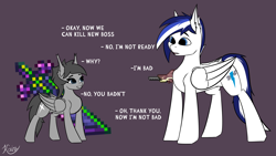 Size: 3264x1836 | Tagged: safe, artist:kainy, imported from derpibooru, oc, oc only, oc:danger above, oc:kainy, bat pony, hybrid, pegasus, pony, slim, terraria