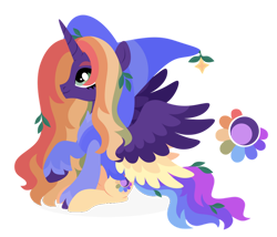 Size: 1024x876 | Tagged: safe, artist:kabuvee, imported from derpibooru, oc, oc only, alicorn, pony, alicorn oc, cutie mark, female, hat, horn, lineless, mare, oc name needed, pony oc, simple background, solo, transparent background, unshorn fetlocks, wings, witch hat