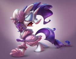 Size: 2048x1606 | Tagged: safe, artist:brdte, imported from derpibooru, rarity, pony, unicorn, bathrobe, clothes, eyes closed, female, open mouth, pajamas, robe, slippers, solo