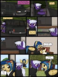 Size: 1750x2333 | Tagged: safe, artist:99999999000, imported from derpibooru, oc, oc only, oc:firearm king, oc:mar baolin, oc:su wendi, earth pony, pony, unicorn, comic:journey, car, clothes, comic, daughter, driving, female, male, mother, mother and child, mother and daughter, van