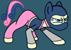Size: 720x508 | Tagged: safe, artist:darlycatmake, imported from derpibooru, bon bon, sweetie drops, earth pony, pony, angry, fighting stance, glare, ninja, ready to fight