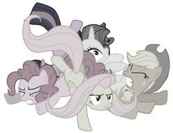 Size: 2962x2278 | Tagged: safe, artist:tardifice, artist:wardex101, edit, imported from derpibooru, applejack, fluttershy, pinkie pie, rarity, twilight sparkle, alicorn, earth pony, pegasus, pony, unicorn, discorded, discorded applejack, discorded fluttershy, discorded pinkie pie, discorded rarity, discorded twilight, flutterbitch, greedity, liarjack, meanie pie, pony pile, simple background, transparent background, twilight sparkle (alicorn), twilight tragedy