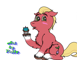 Size: 2775x2154 | Tagged: safe, artist:puffydearlysmith, imported from derpibooru, sprout cloverleaf, earth pony, pony, blushing, chest fluff, floppy ears, g5, male, my little pony: a new generation, open mouth, signature, simple background, stallion, tongue out, transparent background, unicorn cupcake, unshorn fetlocks