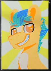 Size: 1520x2124 | Tagged: safe, artist:lbrcloud, imported from derpibooru, part of a set, hitch trailblazer, earth pony, pony, g5, grin, smiling, solo, traditional art