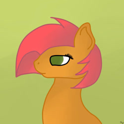 Size: 1024x1024 | Tagged: safe, artist:budinska, imported from derpibooru, babs seed, earth pony, bust, green background, no pupils, portrait, simple background