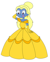 Size: 1024x1268 | Tagged: safe, artist:rarity525, imported from derpibooru, oc, oc only, oc:azure/sapphire, human, equestria girls, beauty and the beast, belle, clothes, cosplay, costume, crossdressing, dress, femboy, gloves, gown, makeup, male, simple background, solo, transparent background, wig