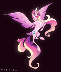 Size: 2471x2920 | Tagged: safe, artist:marbola, imported from derpibooru, princess cadance, alicorn, pony, black background, simple background, solo