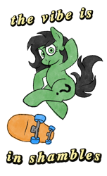 Size: 1660x2736 | Tagged: safe, artist:lunar harmony, oc, oc:filly anon, female, filly, looking at you, skateboard, solo, vibe