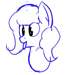 Size: 589x668 | Tagged: safe, oc, oc:filly anon, earth pony, pony, aggie.io, female, filly, mare, monochrome, simple background, smiling, tongue out