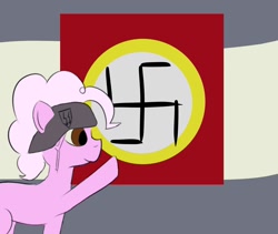 Size: 1280x1080 | Tagged: safe, artist:boxybrown, lickety split, earth pony, pony, female, flag, g1, helmet, nazi, salute, schutzstaffel, side view, sieg heil, solo, swastika, waffen-ss