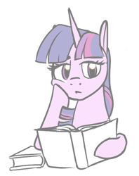 Size: 510x644 | Tagged: safe, twilight sparkle, pony, unicorn, aggie.io, book, female, mare, reading, simple background