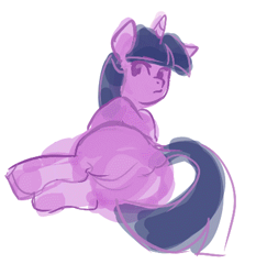 Size: 385x413 | Tagged: safe, twilight sparkle, pony, unicorn, aggie.io, butt, female, looking back, lying down, mare, plot, raised tail, simple background, tail