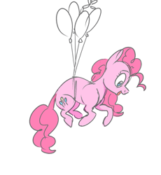 Size: 825x897 | Tagged: safe, pinkie pie, earth pony, pony, aggie.io, balloon, female, flying, mare, open mouth, simple background, smiling