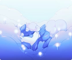 Size: 1259x1037 | Tagged: safe, artist:angrylittlerodent, oc, oc only, pegasus, candle, cloud, female, lying down, mare, pillow, sky, sleeping