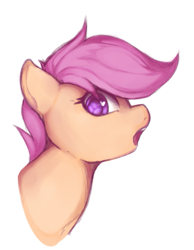Size: 445x573 | Tagged: safe, artist:angrylittlerodent, scootaloo, pony, female, filly, mare, open mouth, simple background, white background