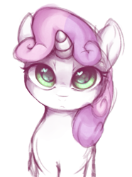 Size: 489x657 | Tagged: safe, artist:angrylittlerodent, sweetie belle, pony, unicorn, female, filly, looking up, mare, simple background, white background