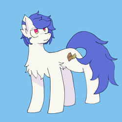 Size: 2000x2000 | Tagged: safe, artist:scarlet3yes, imported from derpibooru, oc, oc only, earth pony, pony, blue background, chest fluff, no pupils, simple background, solo