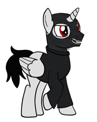 Size: 631x798 | Tagged: safe, artist:bashi_hart, artist:ponybasesrus, imported from derpibooru, oc, oc only, alicorn, pony, alicorn oc, black tail, clothes, horn, simple background, ski mask, solo, sweater, tail, transparent background, wings