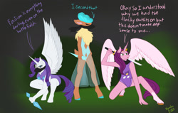 Size: 1280x812 | Tagged: safe, artist:spectrum205, imported from derpibooru, pipp petals, rarity, alicorn, anthro, deer, reindeer, them's fightin' herds, alicornified, clothes, community related, female, g5, kunai, leotard, ninja, pippcorn, race swap, raricorn, ready to fight, trio, trio female, velvet (tfh)