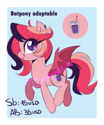 Size: 2500x3000 | Tagged: safe, artist:darkynez, imported from derpibooru, oc, bat pony, adoptable, ear piercing, piercing