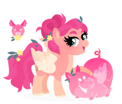 Size: 1024x878 | Tagged: safe, artist:kabuvee, imported from derpibooru, oc, pegasus, pig, pony, female, mare, simple background, solo, transparent background