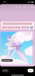 Size: 828x1792 | Tagged: safe, artist:enperry88, imported from derpibooru, ocellus, changedling, changeling, flutter pony, blue sky, cloud, happy, looking at you, raised hoof, smiling, smiling at you, sparkles, species swap