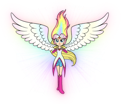 Size: 1280x1075 | Tagged: safe, artist:melspyrose, imported from derpibooru, megan williams, human, anime, multicolored hair, rainbow hair, simple background, solo, transparent background, wings