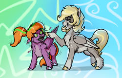 Size: 3250x2075 | Tagged: safe, artist:mylittlegodzilla, imported from derpibooru, oc, oc only, oc:beatrice creux, oc:gray bird, pegasus, pony, boop