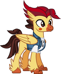 Size: 1291x1566 | Tagged: safe, artist:lightningbolt, derpibooru exclusive, imported from derpibooru, classical hippogriff, hippogriff, .svg available, beak, clothes, colored pupils, dyed mane, feather, folded wings, hippogriffied, hooves, jacket, male, nick martin, shirt, show accurate, simple background, sleeping with sirens, solo, species swap, svg, t-shirt, talons, transparent background, undershirt, vector, wings