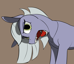 Size: 4000x3452 | Tagged: safe, artist:arztkorkenzieher, limestone pie, earth pony, pony, art pack:fangs out!, fangs, female, mare, open mouth, simple background, tongue out