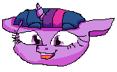 Size: 168x104 | Tagged: safe, imported from derpibooru, twilight sparkle, pony, ambiguous race, eyebrows, head only, horn, ms paint, simple background, smiling, solo, white background