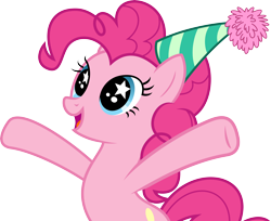 Size: 7336x6000 | Tagged: safe, artist:gamemasterluna, imported from derpibooru, pinkie pie, earth pony, pony, pinkie pride, .svg available, cute, diapinkes, happy, hat, hooves out, party hat, simple background, solo, starry eyes, transparent background, vector, wingding eyes