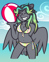 Size: 5000x6391 | Tagged: safe, artist:threetwotwo32232, imported from derpibooru, oc, oc:cool time, anthro, pegasus, beach, bikini, clothes, female, mare, swimsuit