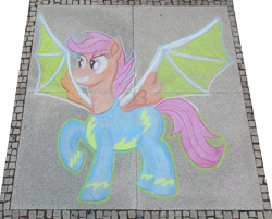 Size: 1668x1339 | Tagged: safe, artist:malte279, imported from derpibooru, scootaloo, pegasus, pony, artificial wings, augmented, chalk, chalk drawing, clothes, galacon, galacon 2022, make a wish, simple background, solo, traditional art, transparent background, uniform, wings, wonderbolts uniform
