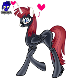 Size: 3840x4154 | Tagged: safe, artist:damlanil, imported from derpibooru, oc, oc:fausticorn, alicorn, pony, bdsm, bodysuit, bondage, bondage mask, boots, bound wings, catsuit, clothes, collar, corset, female, floating heart, gag, gimp suit, heart, high heels, hood, horn, latex, latex boots, latex suit, mare, muzzle gag, rubber, shiny, shoes, show accurate, simple background, solo, suit, transparent background, vector, wings