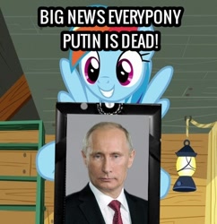 Size: 512x528 | Tagged: safe, edit, edited screencap, imported from ponybooru, screencap, rainbow dash, human, pony, implied death, irl, irl human, photo, politics, vladimir putin