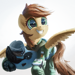 Size: 1080x1080 | Tagged: safe, artist:rotkotiili, imported from derpibooru, oc, oc only, pegasus, pony, clothes, eye reflection, finland, helmet, reflection, simple background, smiling, solo, white background, wings