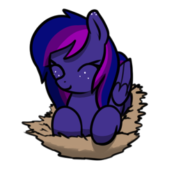 Size: 434x429 | Tagged: safe, artist:neuro, imported from derpibooru, oc, oc only, oc:circinus, pegasus, pony, behaving like a bird, cute, ear freckles, female, freckles, happy, lying down, mare, nest, nesting instinct, ocbetes, prone, simple background, smiling, solo, straw, transparent background