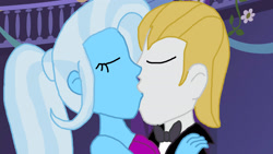 Size: 2500x1406 | Tagged: safe, artist:ktd1993, imported from derpibooru, prince blueblood, trixie, human, equestria girls, bluetrix, female, kissing, male, shipping, straight