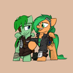 Size: 1280x1280 | Tagged: safe, artist:captainhoers, artist:stormwing, color edit, edit, imported from derpibooru, oc, oc:atom smasher, oc:hurricane, pegasus, pony, fallout equestria, clothes, colored, dashite, enclave, enclave uniform, eyepatch, jacket, uniform