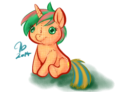 Size: 640x480 | Tagged: safe, artist:bythebrink, artist:littlegenius13, imported from derpibooru, oc, oc only, pony, unicorn, 2014, plushie, simple background, sitting, solo, transparent background