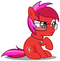 Size: 3370x3460 | Tagged: safe, artist:strategypony, imported from derpibooru, oc, oc only, oc:ruby star, earth pony, pony, accessory, colt, foal, glasses, jewelry, male, necklace, simple background, sitting, transparent background