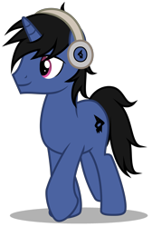 Size: 2370x3524 | Tagged: safe, artist:strategypony, imported from derpibooru, oc, oc only, oc:mist avalon, pony, unicorn, headphones, listening, male, simple background, stallion, transparent background, walking